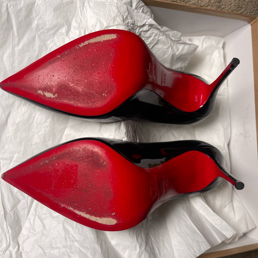Christian Louboutin ‘Hot Chick’ 100mm Black Patent Leather Pumps US 9.5 EU 38.5 - Picture 8 of 12